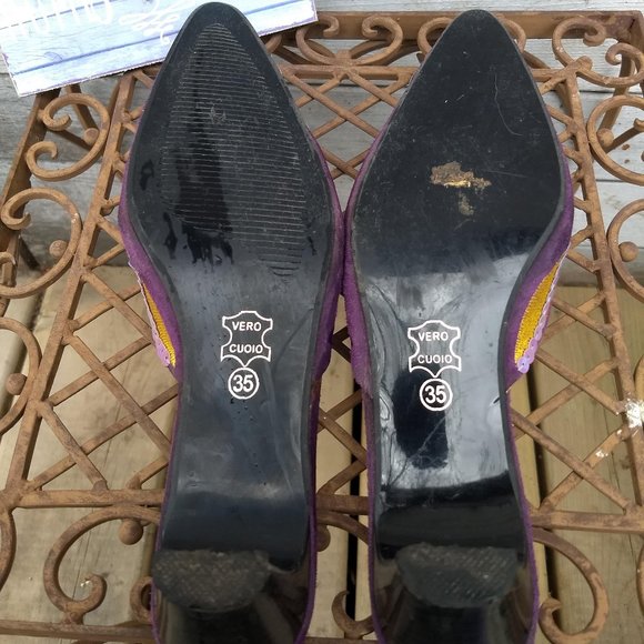 vintage 90s purple rainbow leather sequin mules NWOT 🎈HOST PICK X2🎈 - Picture 4 of 10